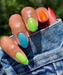 Neon Rainbow Jelly - Press-On | Medium | Oval