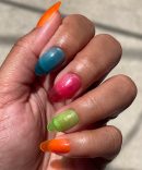 Neon Rainbow Jelly - Press-On | Medium | Oval