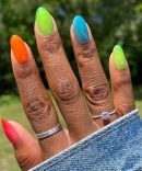 Neon Rainbow Jelly - Press-On | Medium | Oval