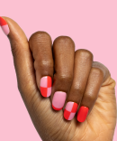 Pink Checker Party | Short | Round - Tab Press-On