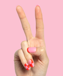 Pink Checker Party | Short | Round - Tab Press-On